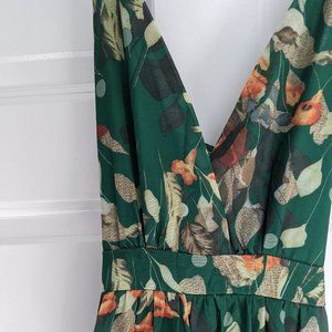 Maxi Dress: Floral forest green